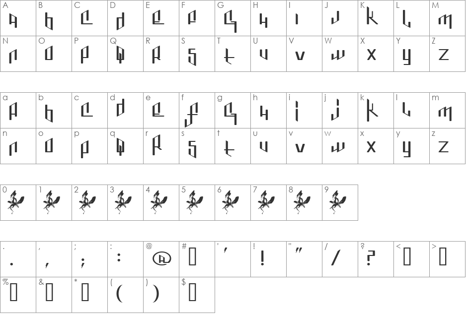 Jenice font character map preview