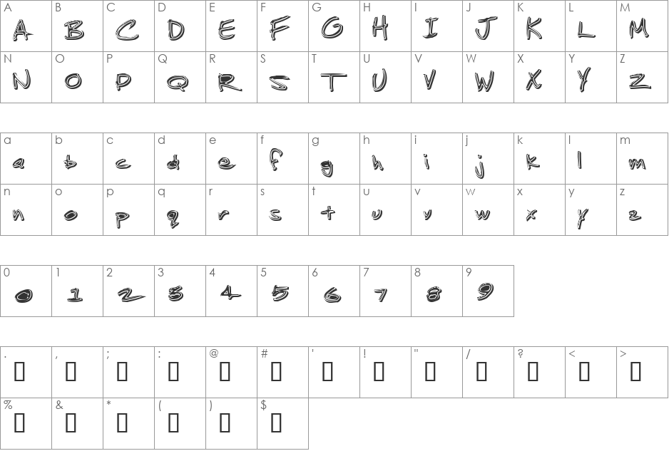 Jenkins font character map preview