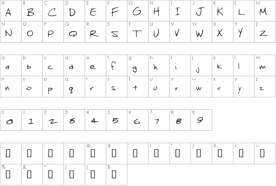 Jenkins font character map preview