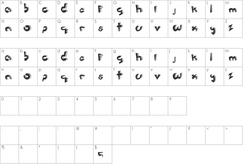 jer?nimo cartoon font character map preview