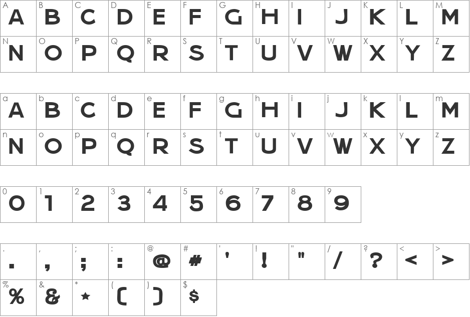 Jera Sans Bold JL font character map preview
