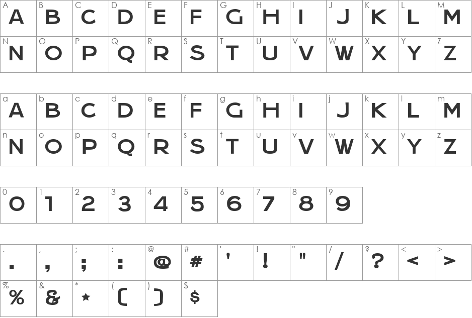 Jera Sans JL font character map preview