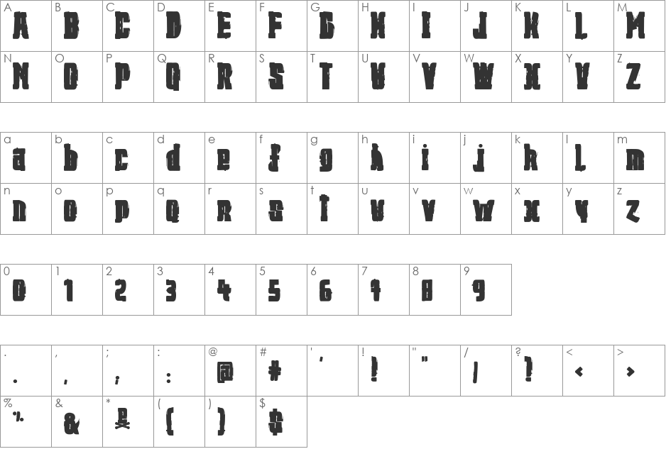 Jeremiah font character map preview