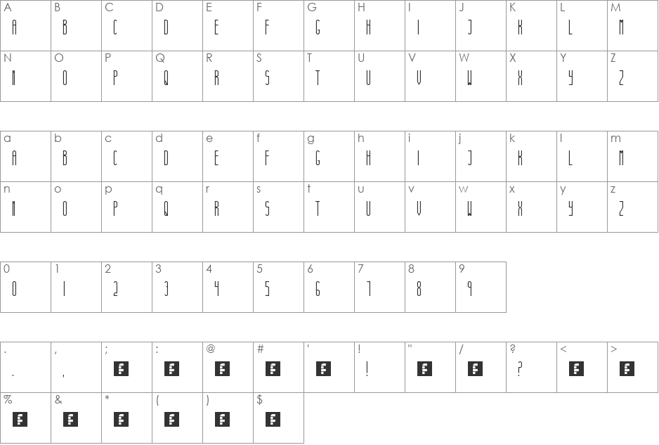 Jerome Newton font character map preview