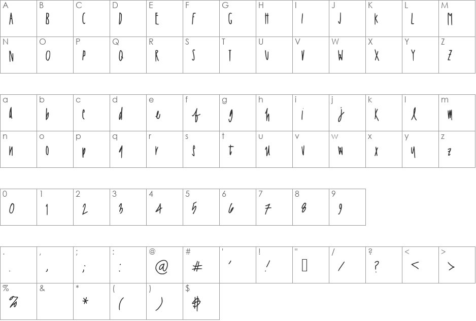 JessaPrint font character map preview