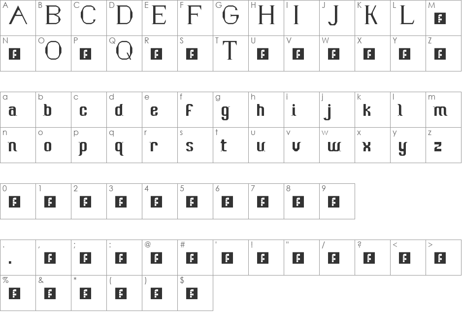 arsenic font character map preview