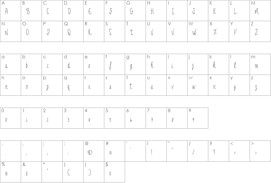 JessFont font character map preview