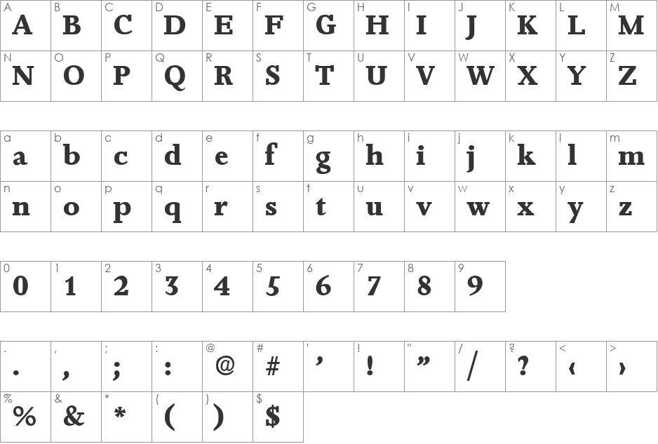 Jessica-ExtraBold font character map preview