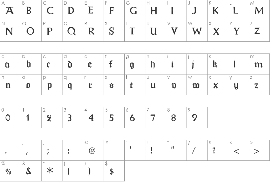 JessicaSerif font character map preview