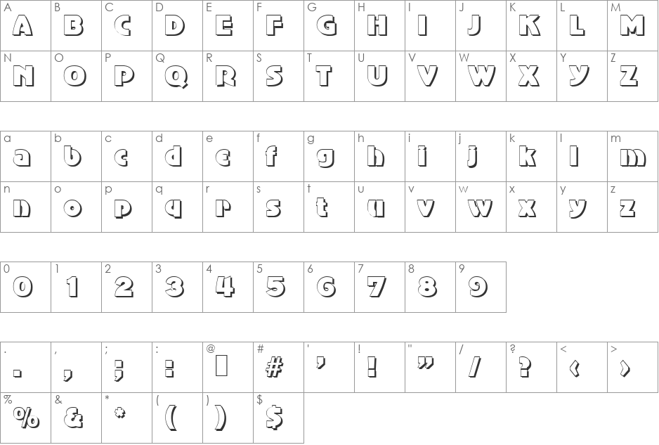 JessyBeckerShadow font character map preview