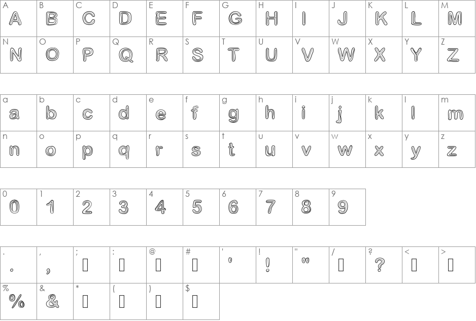 Jesuisdoublee font character map preview