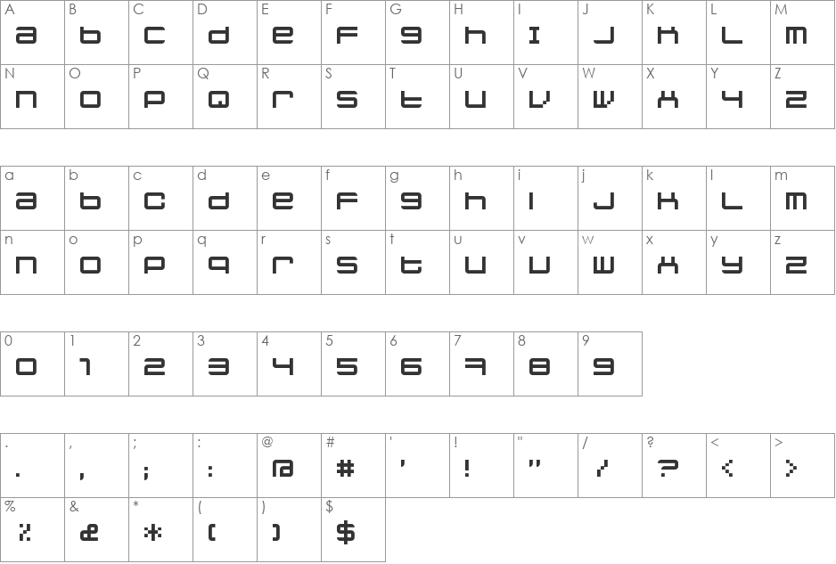 jethose FULL font character map preview