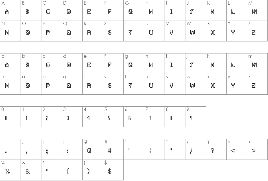 JetpackJoe font character map preview