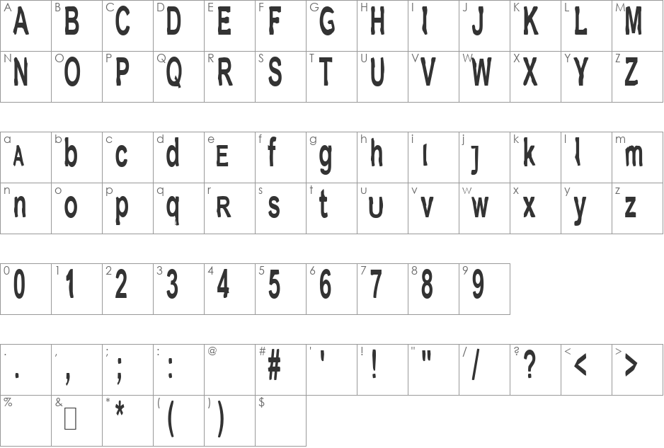 JetPak font character map preview