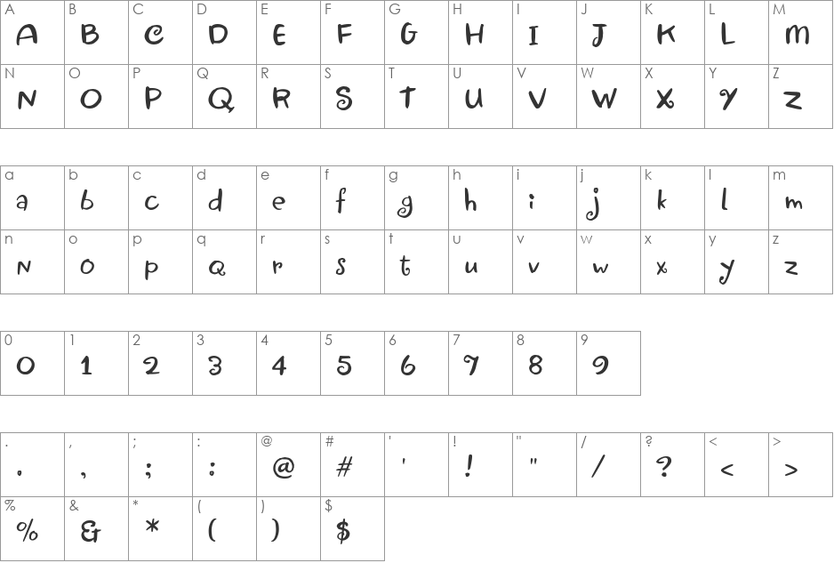 Jewels font character map preview