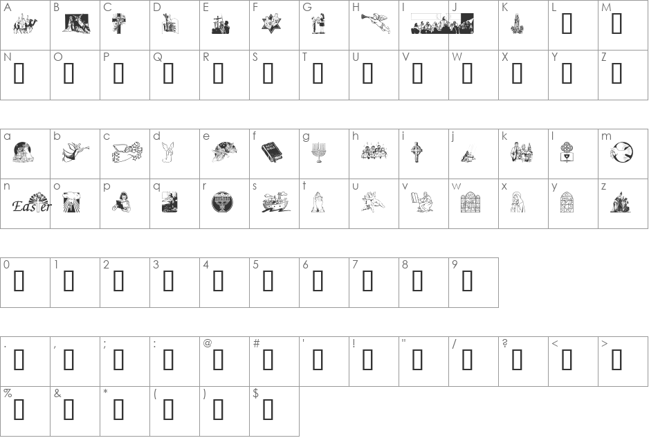 JFC font character map preview