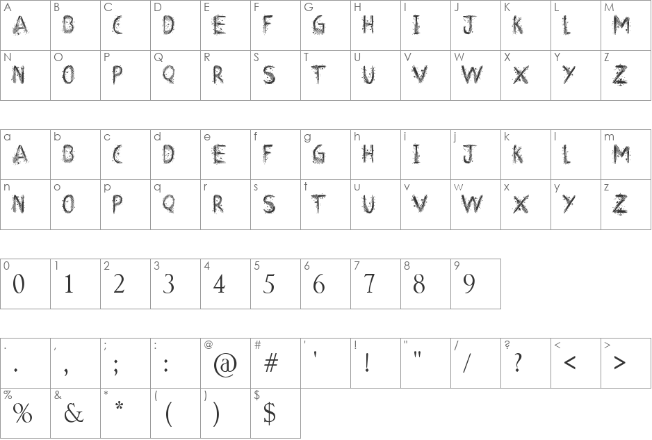 Art Class font character map preview