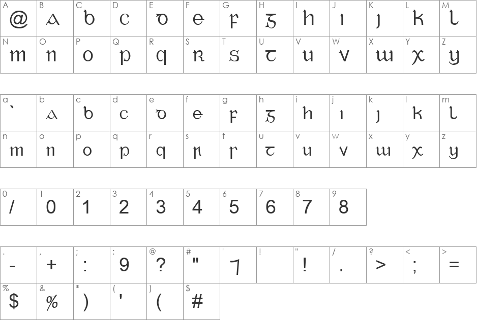 Jhansy font character map preview