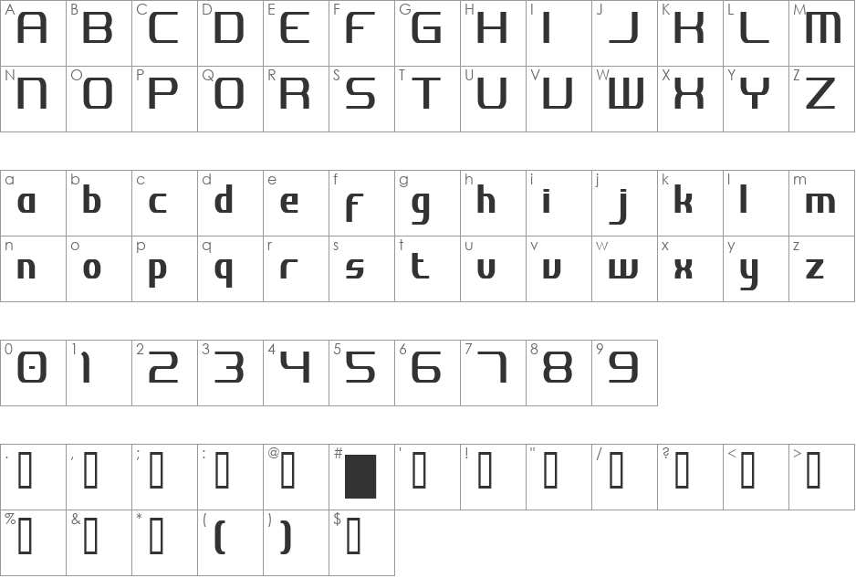 JH_Digital font character map preview