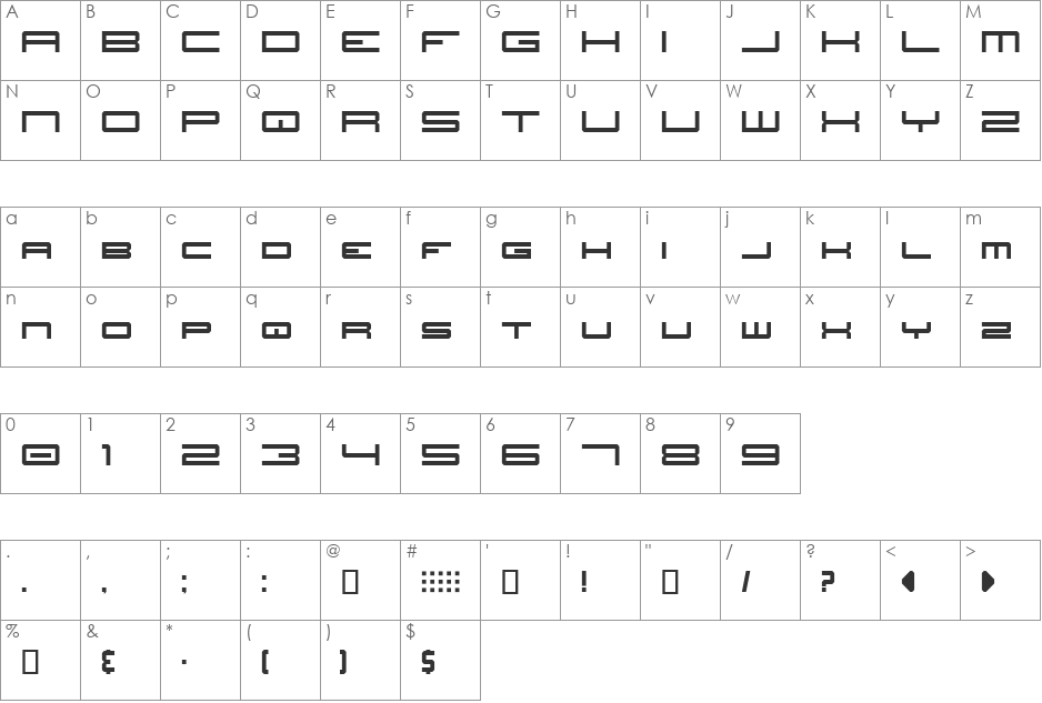 JH_TITLES font character map preview