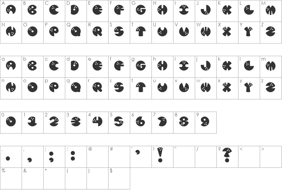JI Bowling Balls font character map preview