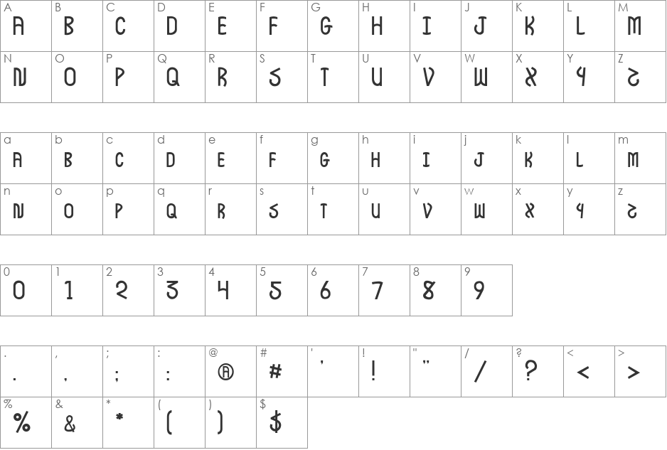 JI Deschutes font character map preview