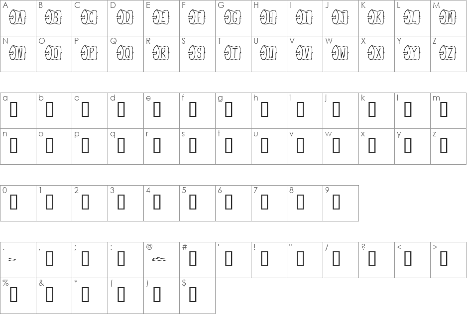 JI Marshmallow Roast font character map preview