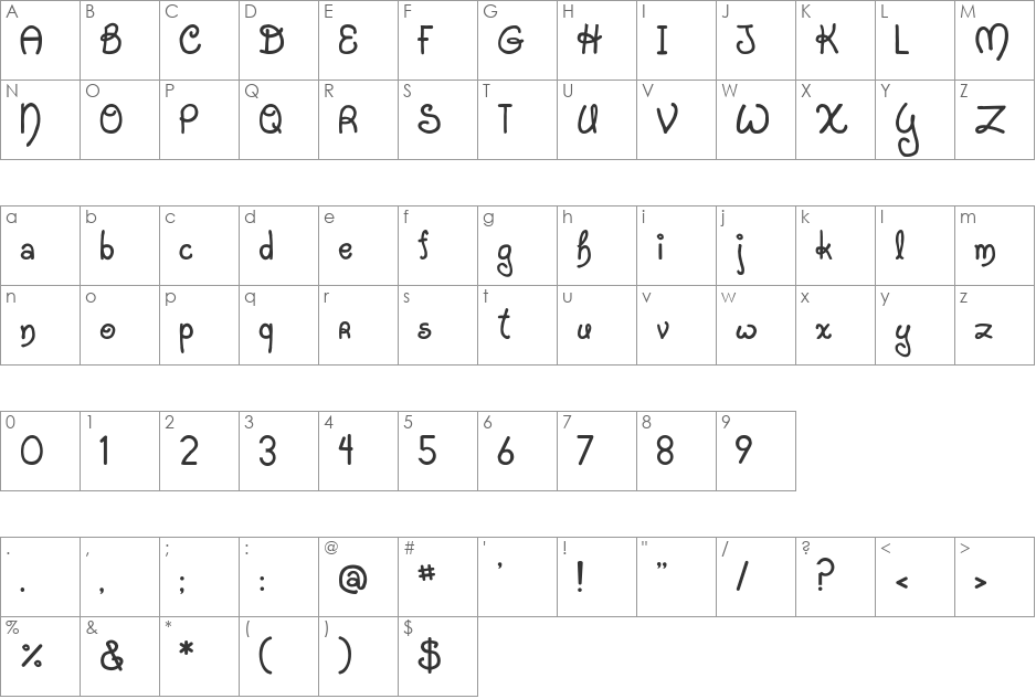 JI Starfish font character map preview