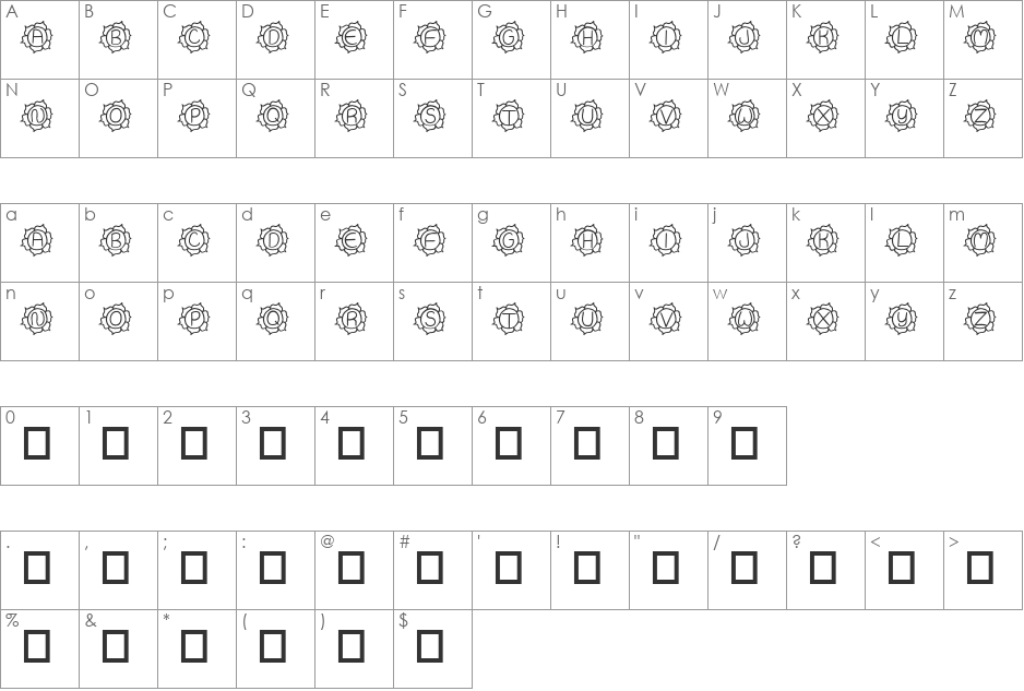 JI Sunflower font character map preview