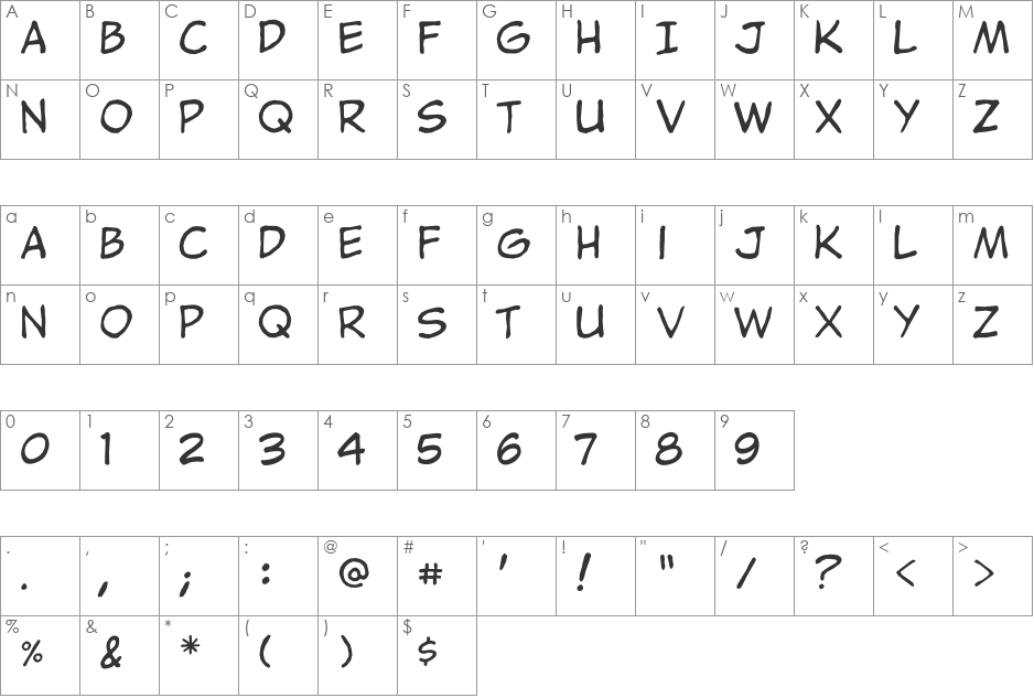 jibbajabba font character map preview