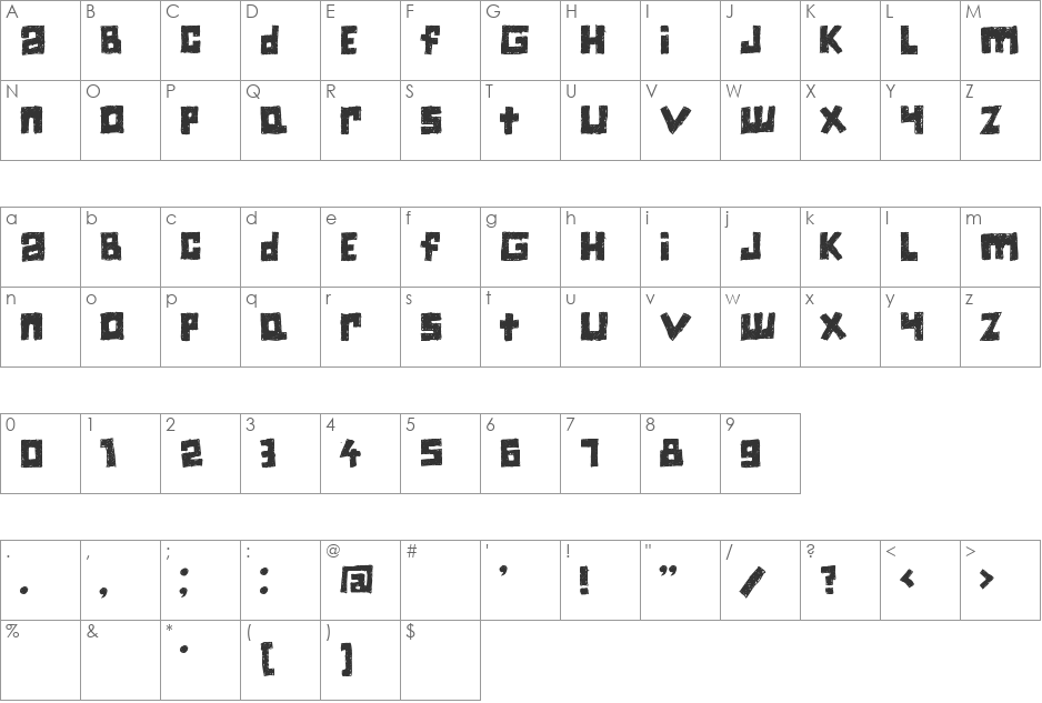 Jiczyn font character map preview