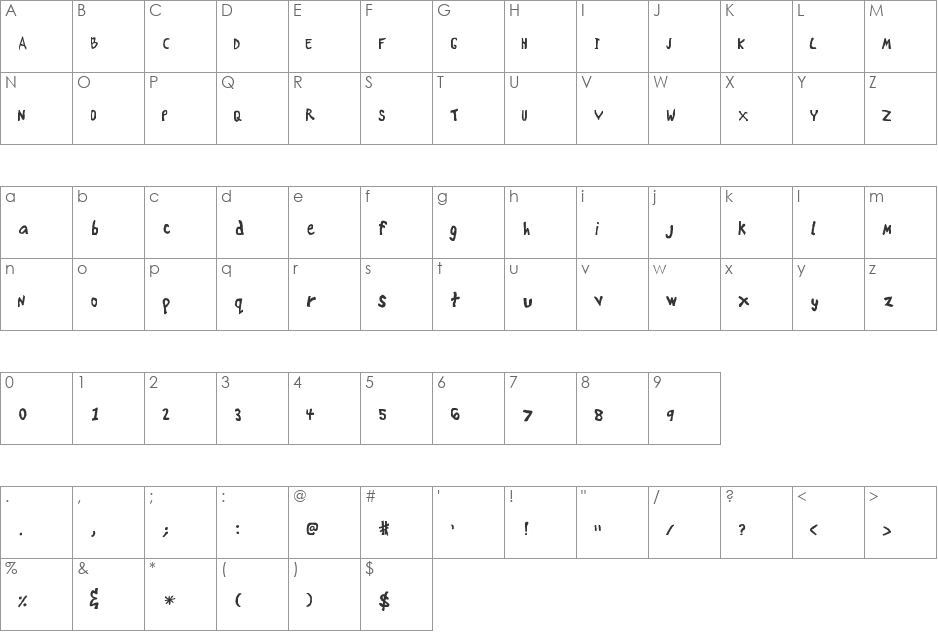 JifSkript font character map preview