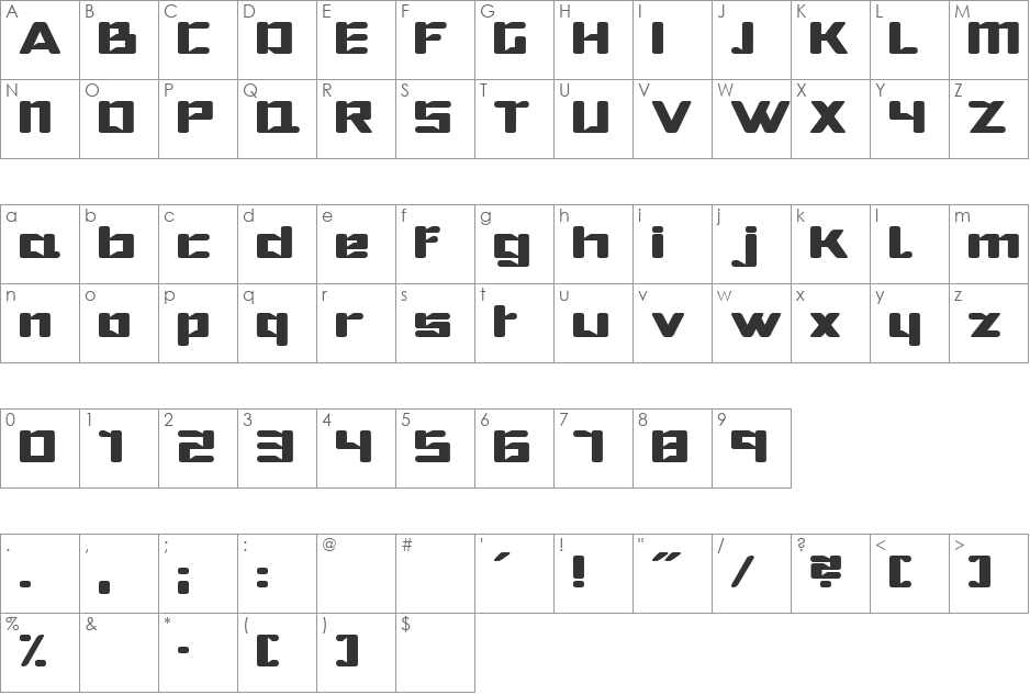 Jigsaw font character map preview