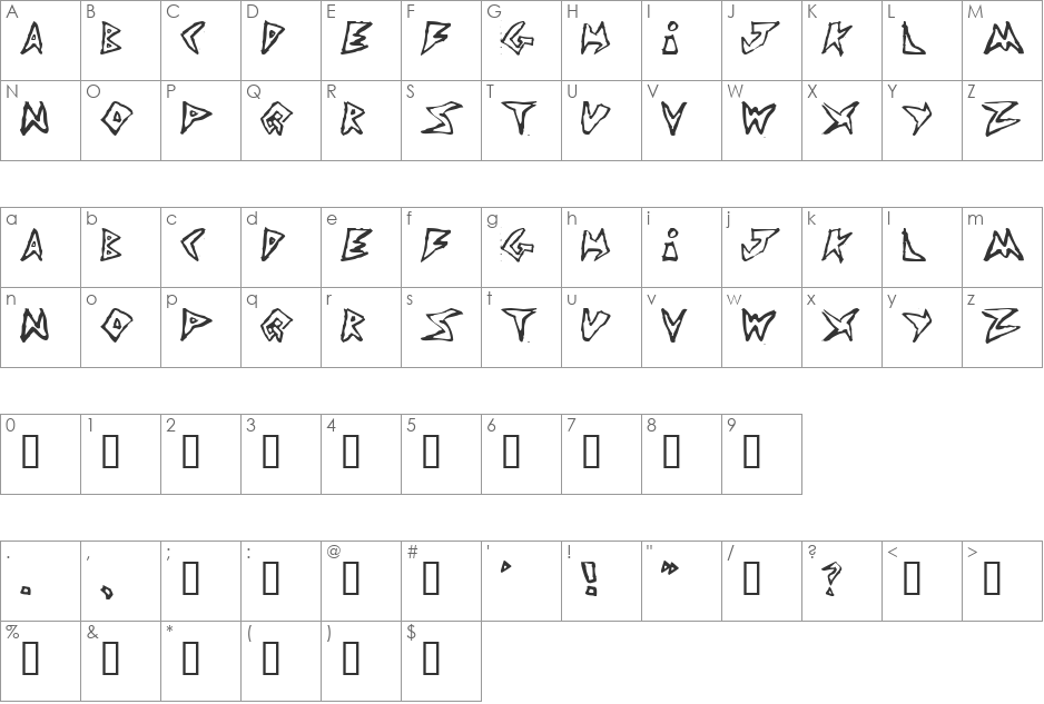 Jim s Font font character map preview