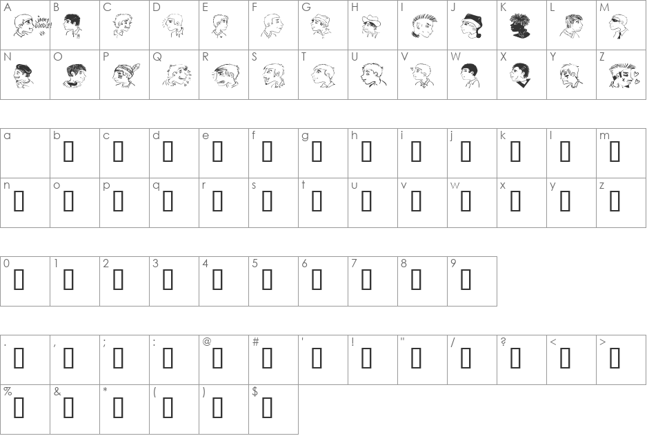 JimmyDoodles font character map preview