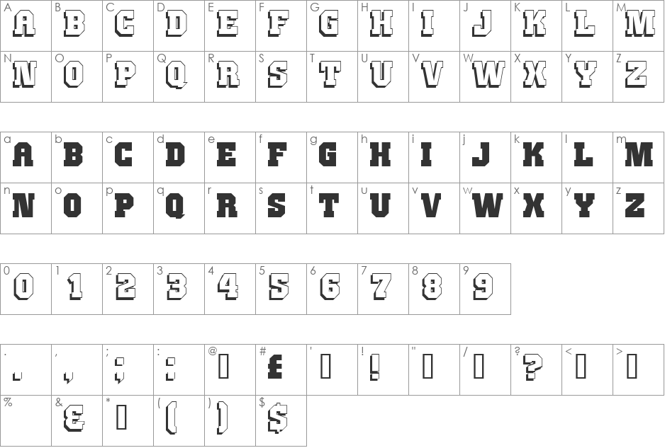 JimThorpe font character map preview
