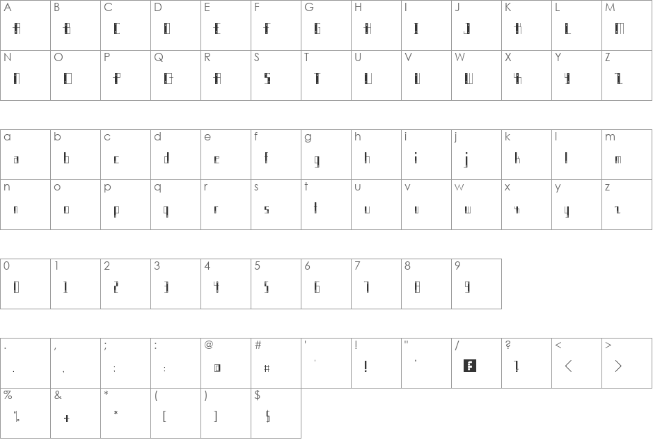 Jinkies font character map preview