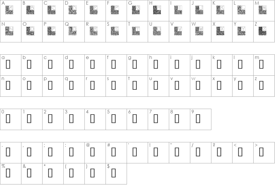 Art Nouveau Initials font character map preview