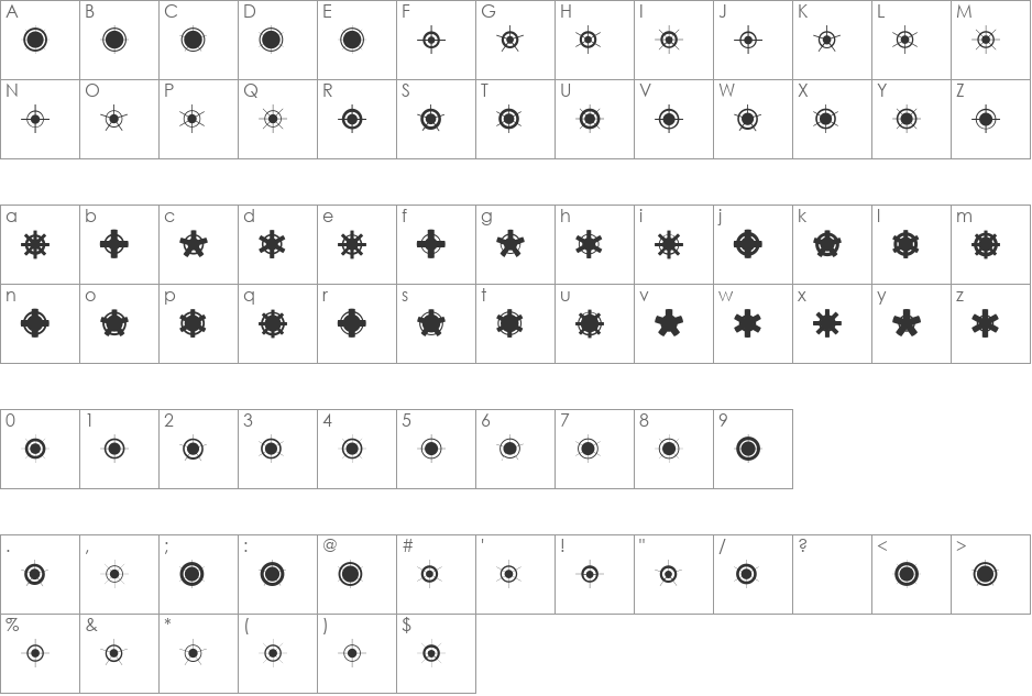 Jiraijirai font character map preview