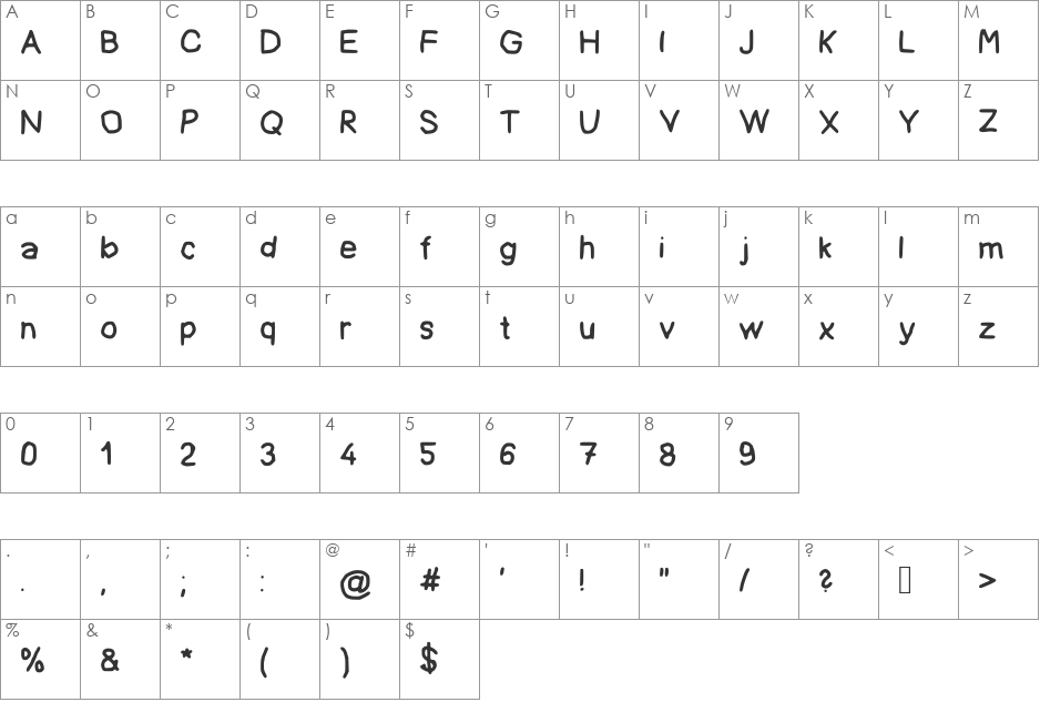 Jirkovo p?smo font character map preview