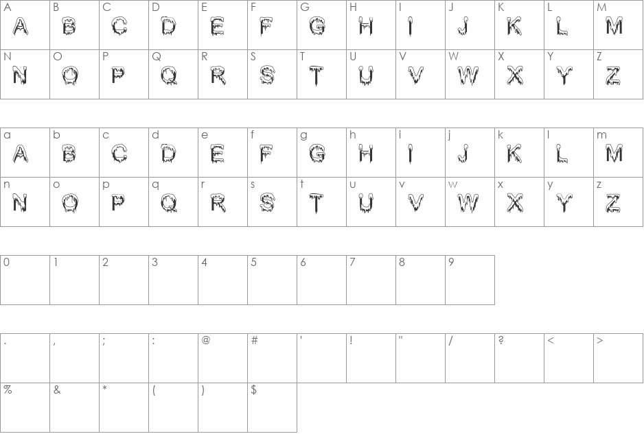 Jizz Mass font character map preview