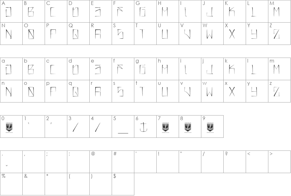 JL357_SET SAIL font character map preview