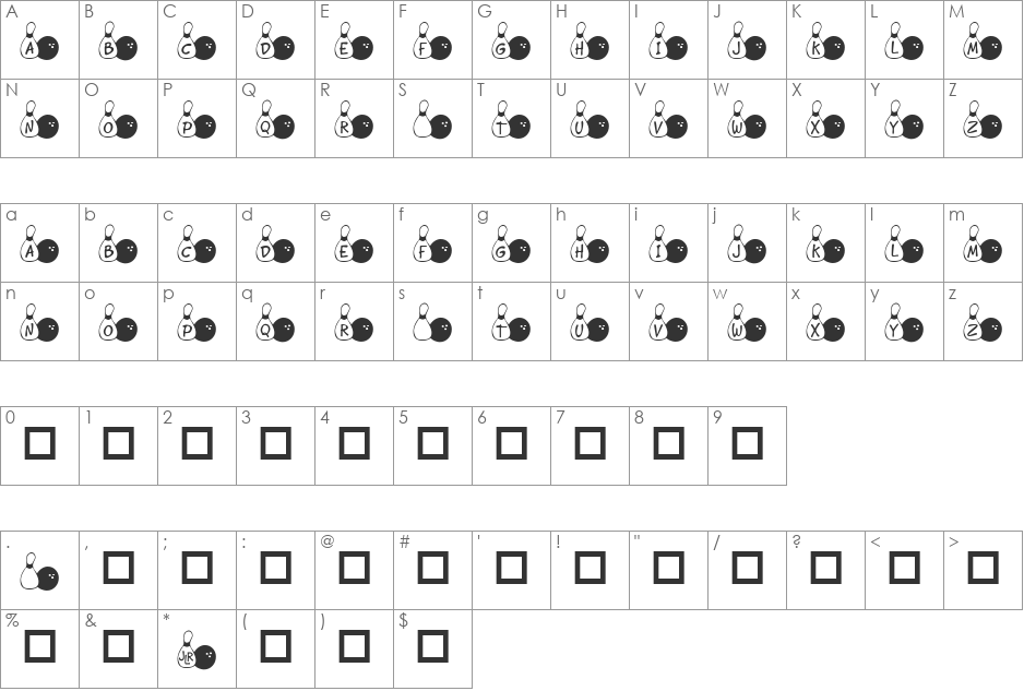 JLR Score Tonight font character map preview