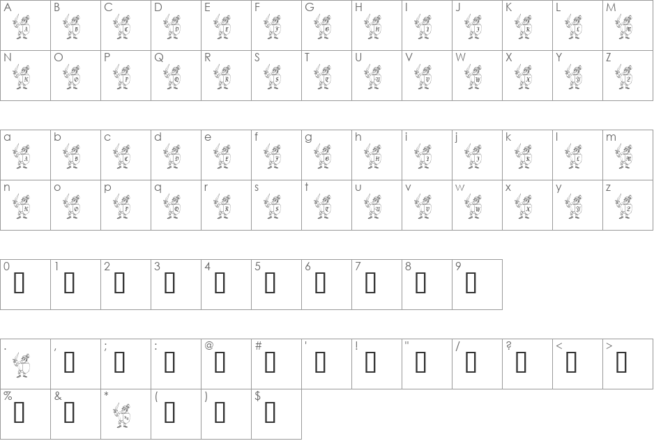 JLR Spartan Pride font character map preview