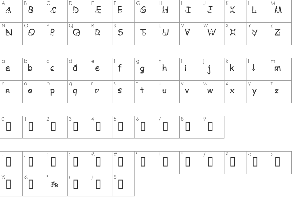 JLR Trying to Conceive font character map preview
