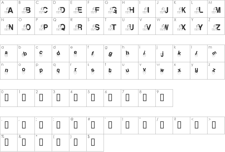 JNKBEAR2 font character map preview