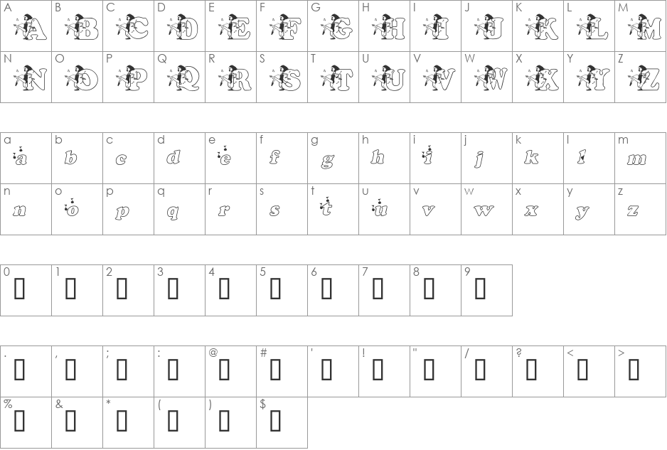 JNKDANCE font character map preview