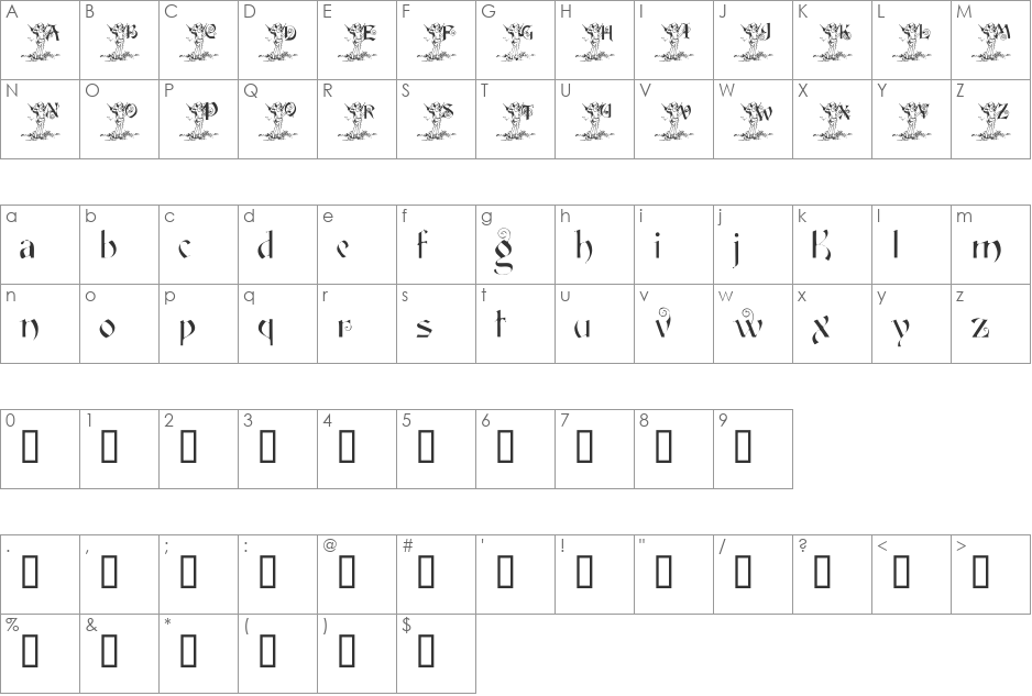JNKFAIRY5 font character map preview