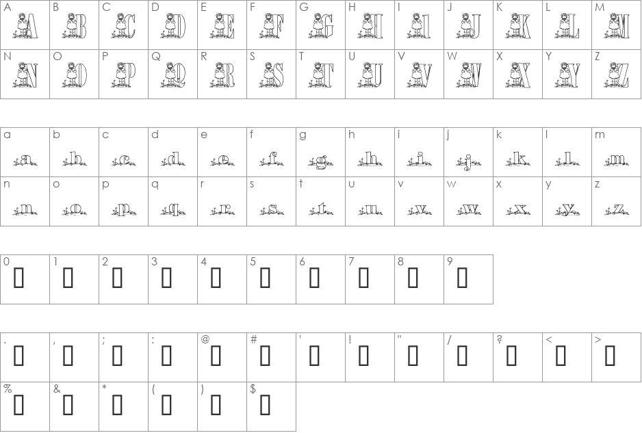 JNKGARDEN font character map preview