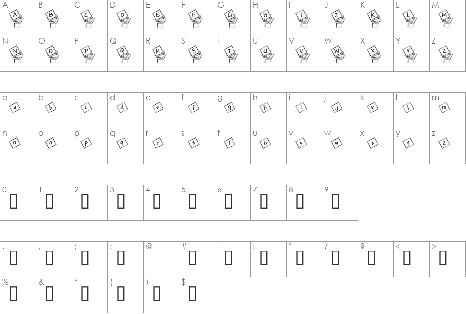 JNKJIB font character map preview